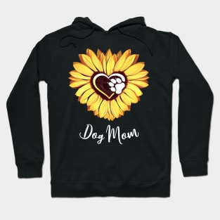 Dog mom yellow sunflower heart paw Hoodie